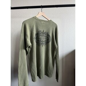 LARGE STUSSY MANTRA RAGLAN THERMAL LONG SLEEVE OLIVE ❤️✅ NEW